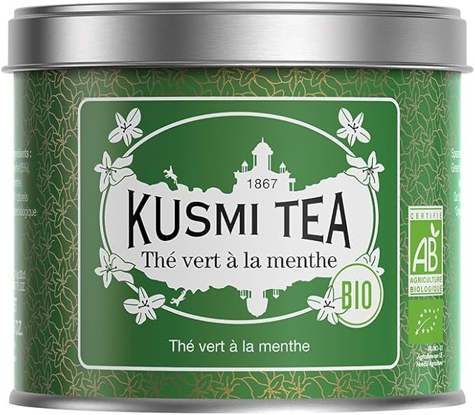 Kusmi Tea Vert à la Menthe Bio Mélange Biologique de Thé Vert Gunpowder et Menthe Poivrée