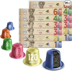 La Natura Lifestyle Lot de 120 capsules de thé, compatibles avec les machines à capsules Nespresso