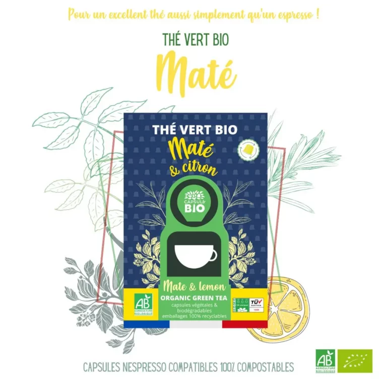 MATÉ Thé vert citron bio – capsules thé nespresso