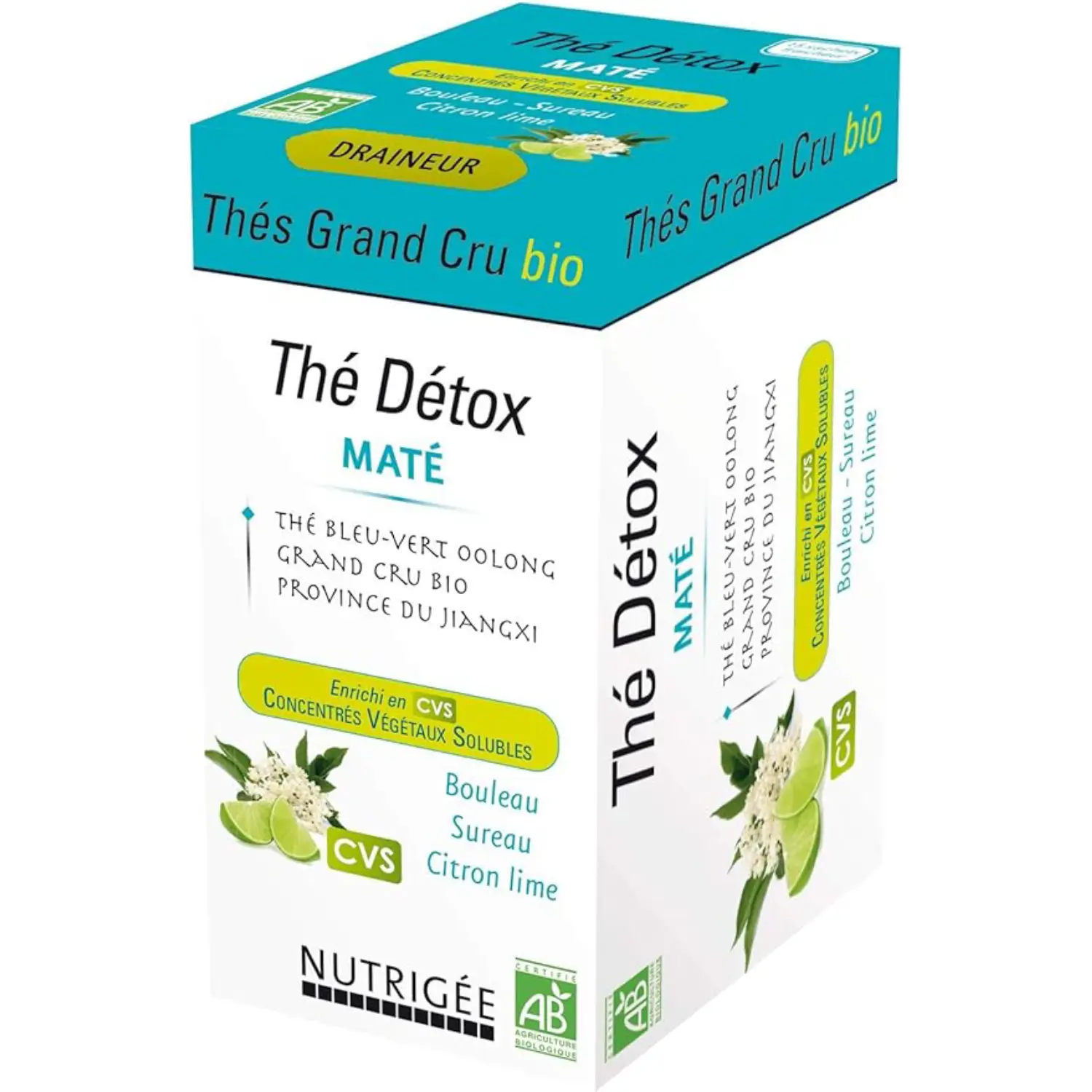 NUTRIGÉE Thé Détox Draineur Naturel Thé Bleu Vert Oolong Bio & Maté Bio