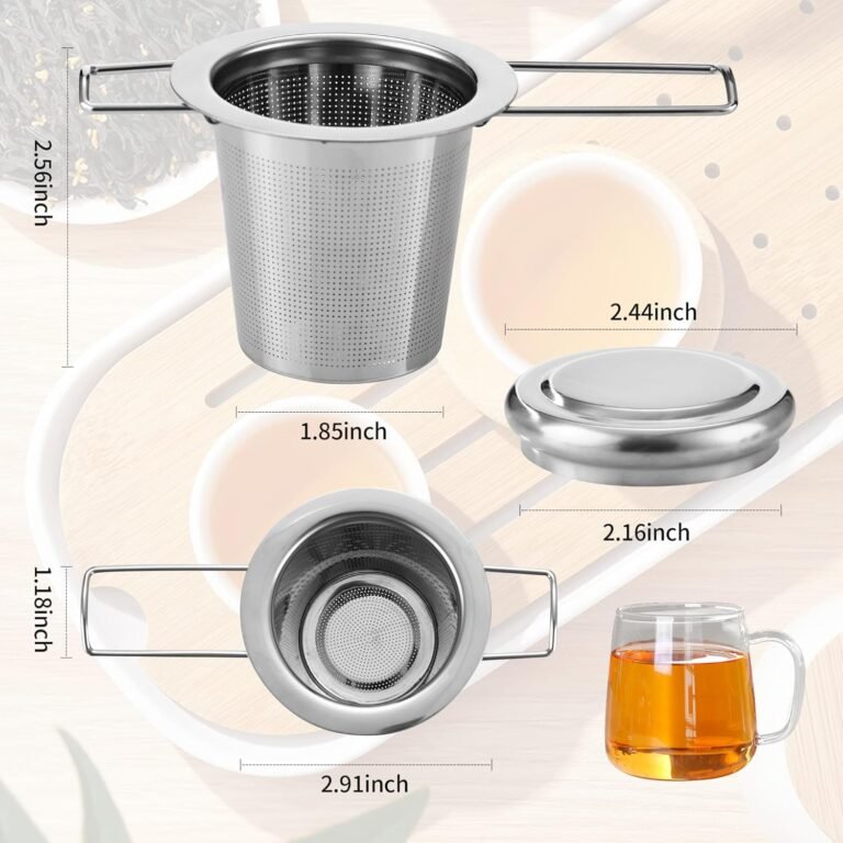 2 Pièces Infuseur Thé en 304 Acier Inoxydable,Infuseur à thé avec Poignée et Couvercle Pliables,Filtre the pour Tasse à thé Réutilisable,3