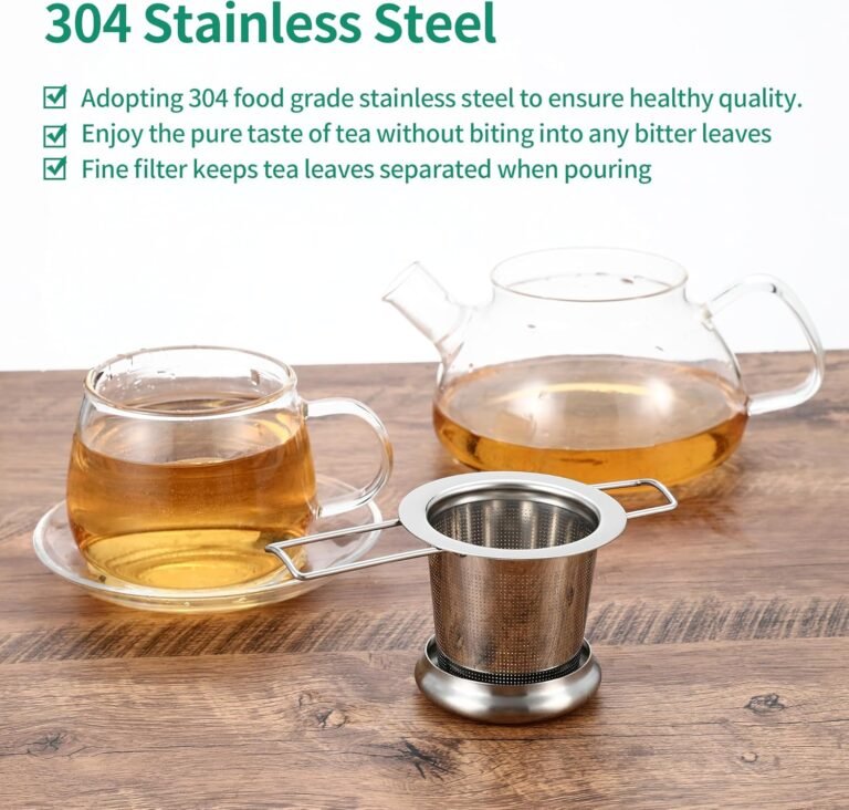 2 Pièces Infuseur Thé en 304 Acier Inoxydable,Infuseur à thé avec Poignée et Couvercle Pliables,Filtre the pour Tasse à thé Réutilisable,4