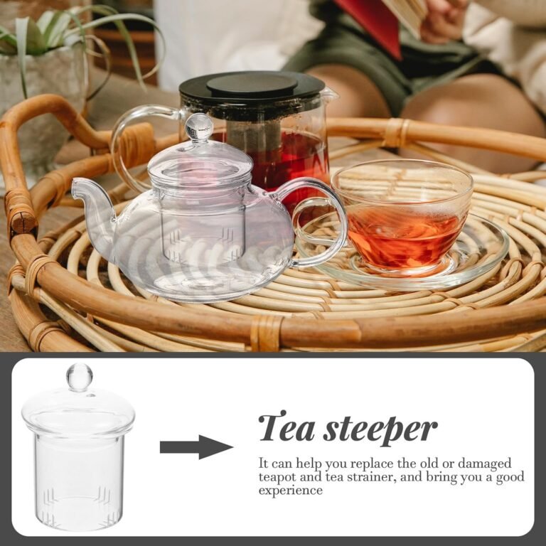 Passoire À Thé En Verre Transparent Avec Couvercle Amovible Infuseur Réutilisable Pour Théière De 600Ml Accessoire Pratique Pour Préparation De Thé En Vrac Set Complet 4
