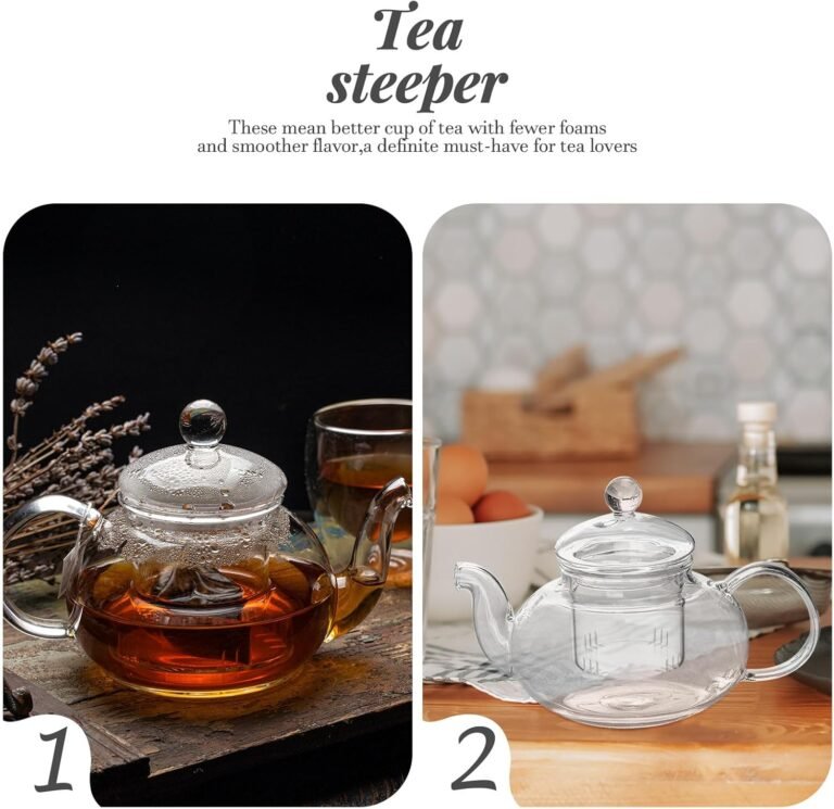 Passoire À Thé En Verre Transparent Avec Couvercle Amovible Infuseur Réutilisable Pour Théière De 600Ml Accessoire Pratique Pour Préparation De Thé En Vrac Set Complet 5