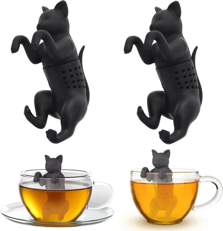 Rayong 2 Pièces Infuseur Thé Chat,Infuseur de Thé en Vrac,Infuseurs à Thé Animaux Mignons,Infuseur à thé en Silicone pour Le Thé1