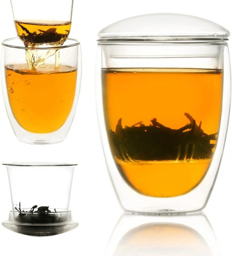 Teapro Tasse à thé en verre de 350 ml avec infuseur | Théière en vrac avec couvercle1