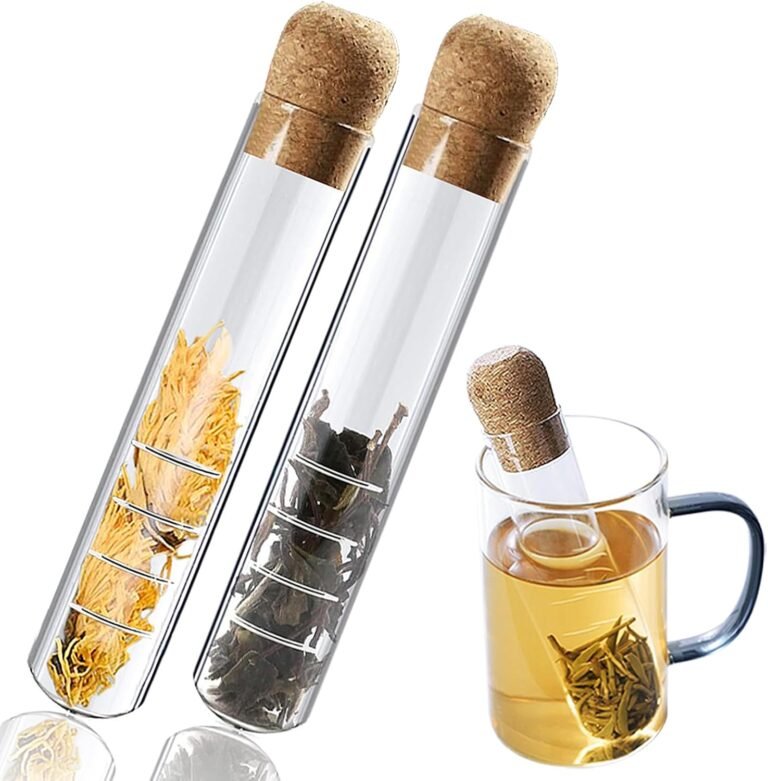 Ylinwtech Verre Transparent Passoire À Thé,2 pièces avec liège,Infuseurs à thé en Verre Résistant à la Chaleur,Réutilisable Infuseur à Thé1