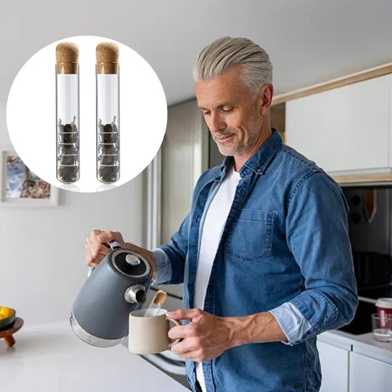 Ylinwtech Verre Transparent Passoire À Thé,2 pièces avec liège,Infuseurs à thé en Verre Résistant à la Chaleur,Réutilisable Infuseur à Thé3